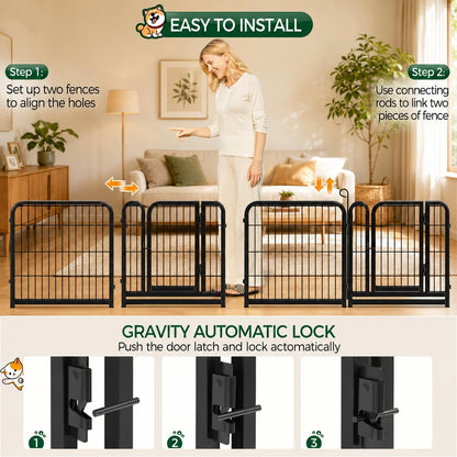 Yaheetech Dog Playpen 24In 16 Panels Pet Fence for Indoor Yard RV Camping | Easy Setup, Heavy Duty Rustproof Frame with Secure Latch Door, DIY Layouts,Foldable Storage, for Puppies & Small Dogs